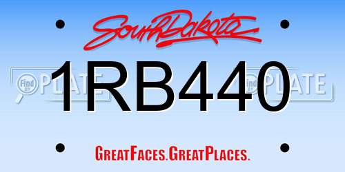 1RB440 South Dakota License Plate