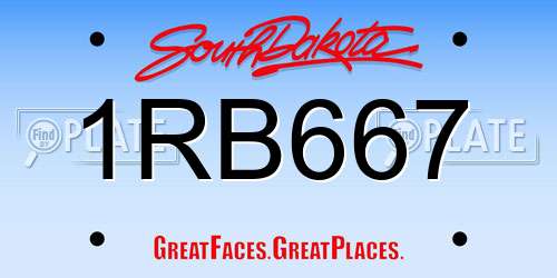 1RB667 South Dakota License Plate
