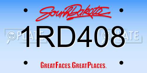1RD408 South Dakota License Plate
