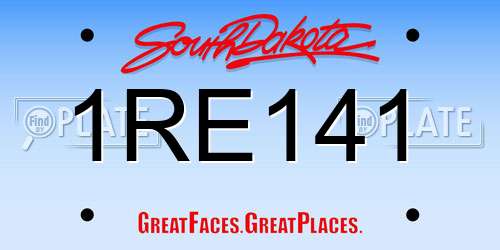 1RE141 South Dakota License Plate