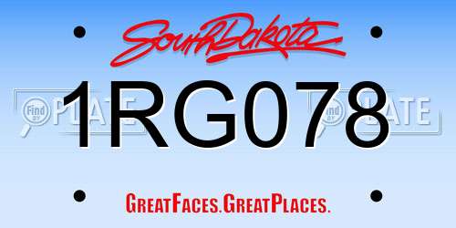 1RG078 South Dakota License Plate