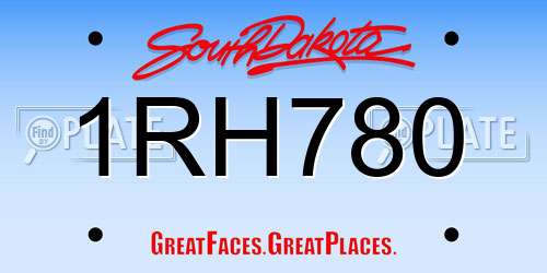 1RH780 South Dakota License Plate