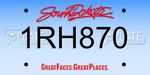 1RH870 South Dakota License Plate