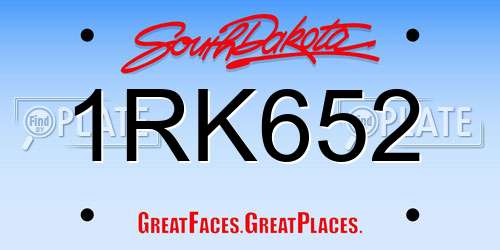 1RK652 South Dakota License Plate