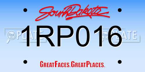 1RP016 South Dakota License Plate