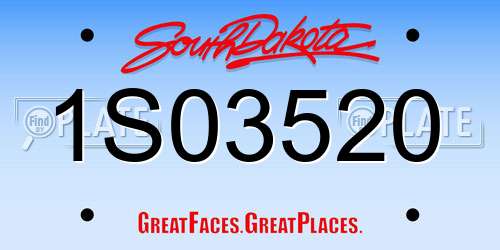 1S03520 South Dakota License Plate
