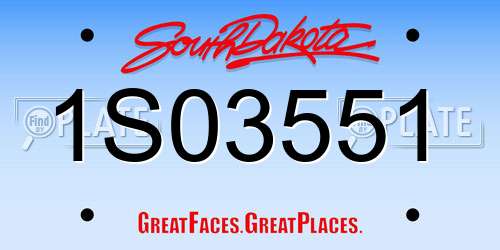 1S03551 South Dakota License Plate