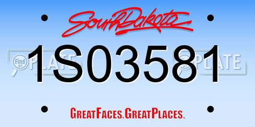 1S03581 South Dakota License Plate