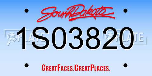 1S03820 South Dakota License Plate