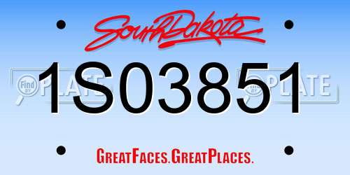 1S03851 South Dakota License Plate