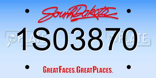 1S03870 South Dakota License Plate