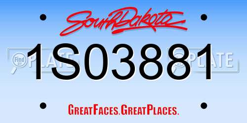 1S03881 South Dakota License Plate