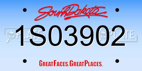 1S03902 South Dakota License Plate