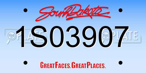 1S03907 South Dakota License Plate