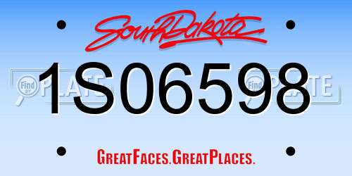 1S06598 South Dakota License Plate