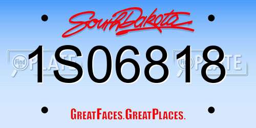 1S06818 South Dakota License Plate