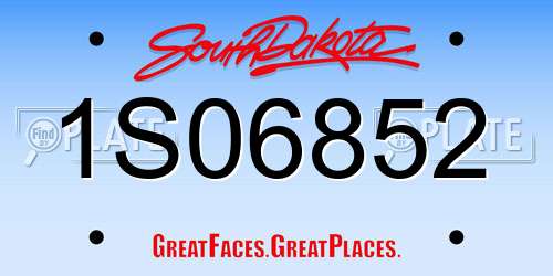 1S06852 South Dakota License Plate