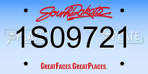 1S09721 South Dakota License Plate