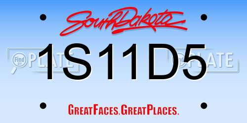 1S11D5 South Dakota License Plate