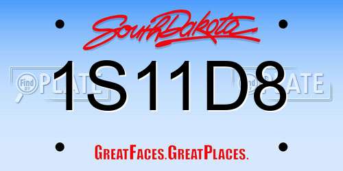 1S11D8 South Dakota License Plate