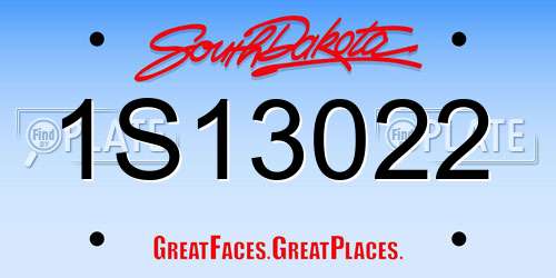 1S13022 South Dakota License Plate