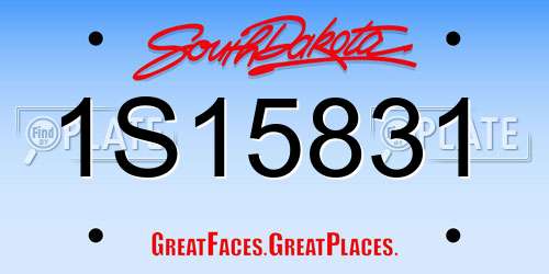 1S15831 South Dakota License Plate