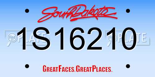 1S16210 South Dakota License Plate