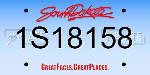1S18158 South Dakota License Plate