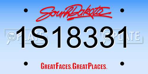 1S18331 South Dakota License Plate