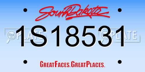 1S18531 South Dakota License Plate