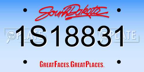 1S18831 South Dakota License Plate