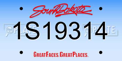 1S19314 South Dakota License Plate