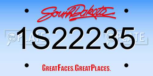 1S22235 South Dakota License Plate