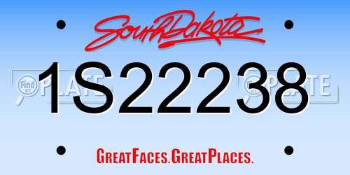 1S22238 South Dakota License Plate
