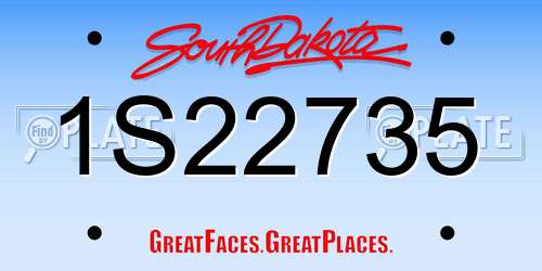 1S22735 South Dakota License Plate