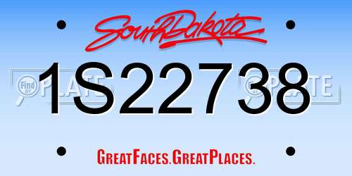 1S22738 South Dakota License Plate