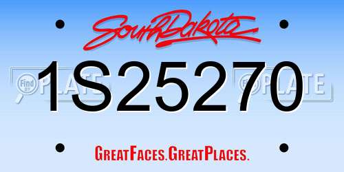 1S25270 South Dakota License Plate