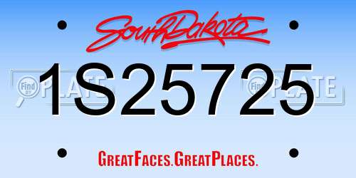 1S25725 South Dakota License Plate