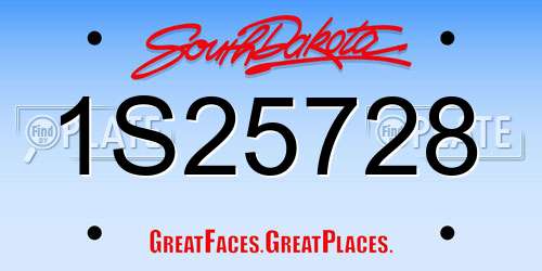 1S25728 South Dakota License Plate