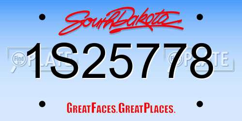 1S25778 South Dakota License Plate