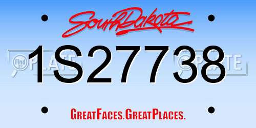 1S27738 South Dakota License Plate