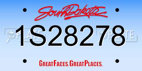1S28278 South Dakota License Plate