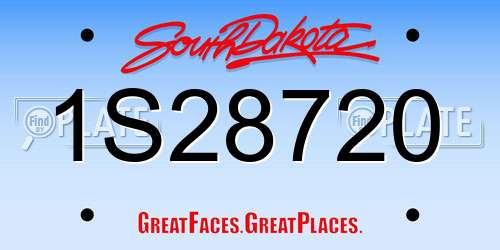 1S28720 South Dakota License Plate