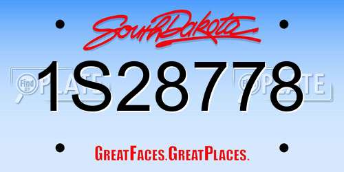 1S28778 South Dakota License Plate
