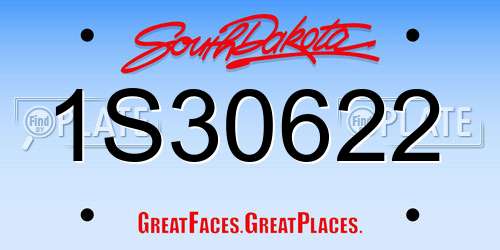 1S30622 South Dakota License Plate