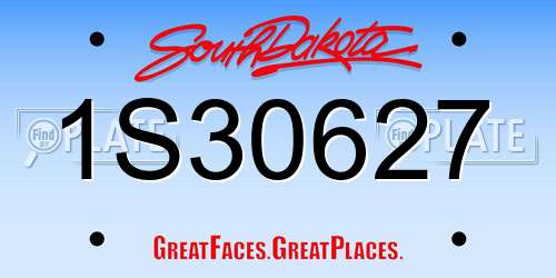 1S30627 South Dakota License Plate