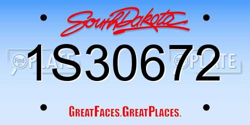 1S30672 South Dakota License Plate