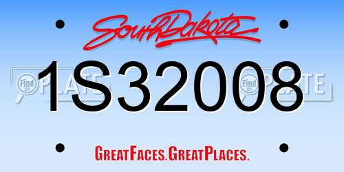 1S32008 South Dakota License Plate