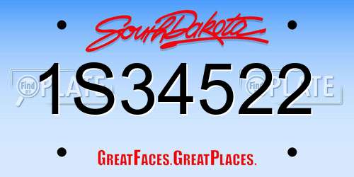 1S34522 South Dakota License Plate