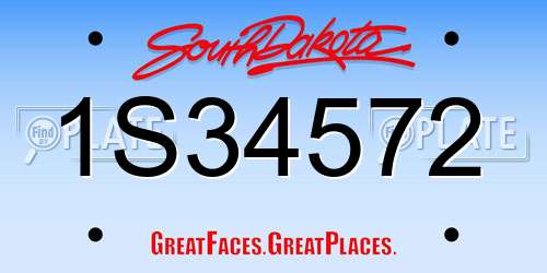 1S34572 South Dakota License Plate